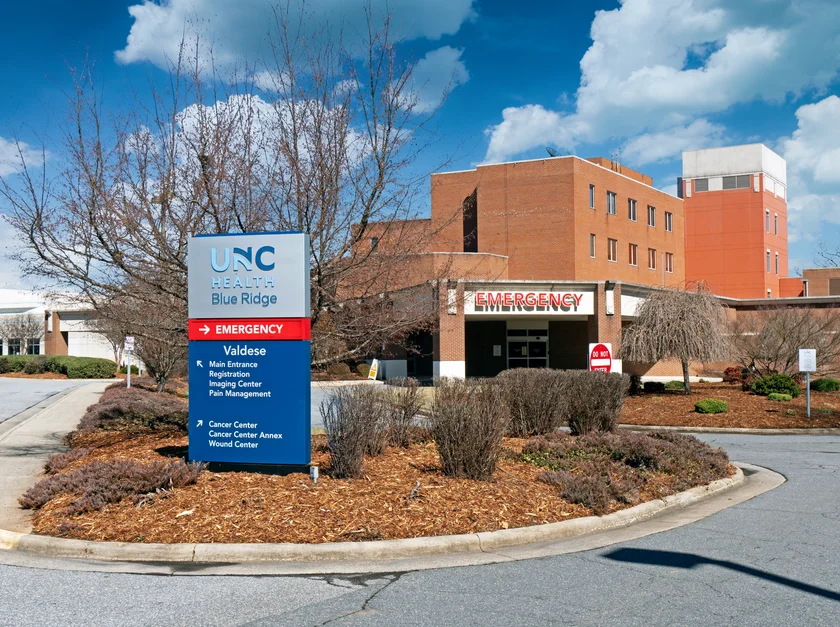 UNC Health Blue Ridge in Morganton, North Carolina, a location serviced by our non-emergency medical transportation (NEMT) services