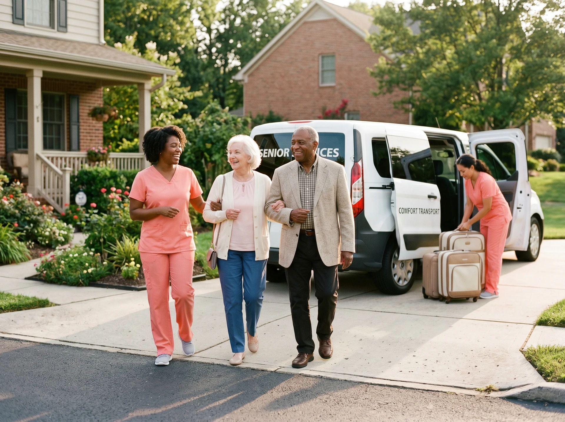 Home to home relocation transport with elderly couple and caregiver