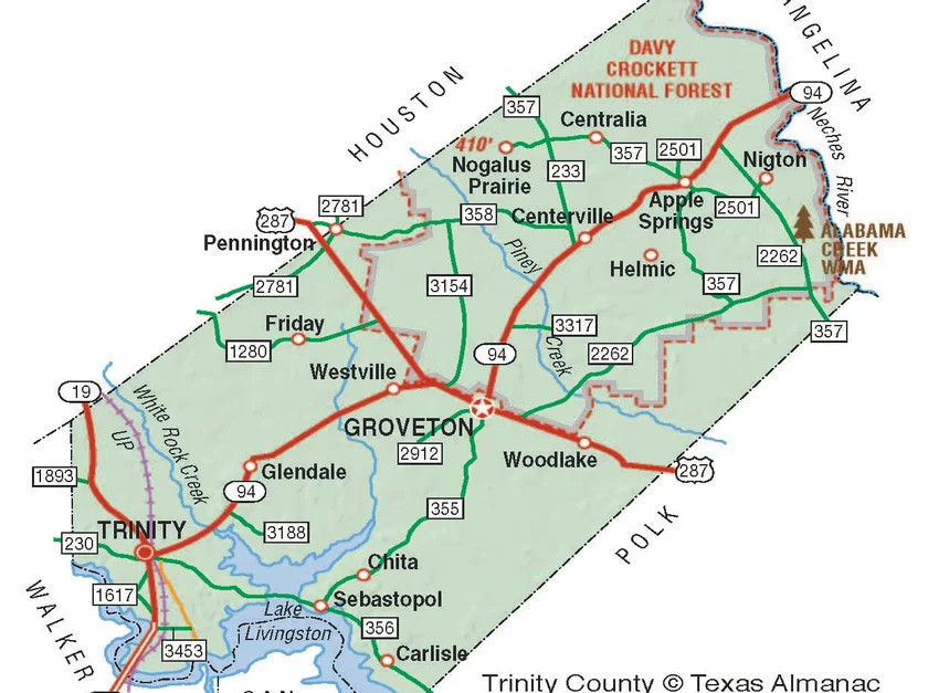 Trinity, Texas neighborhoods serviced by our non-emergency medical transportation (NEMT) services